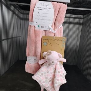 Pink Baby Blanket and Dreamgoat Activity Blanket Set